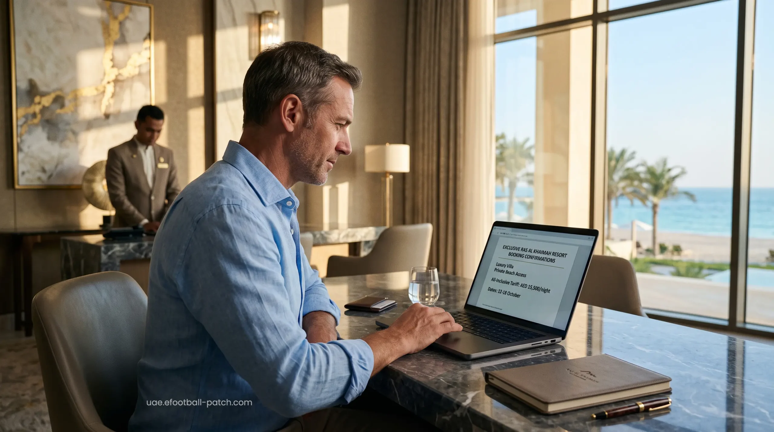 Elite concierge booking interface securing VIP resort reservations in Ras Al Khaimah.
